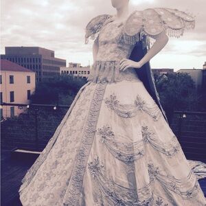 Mardi Gras Crystal Queen’s Skirt, Camisole, Collar, Cape, Hoop Skirt Set 👑